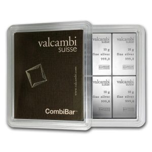 10 x 10 gram Silver Bar - Valcambi Silver CombiBar™ (w/Assay)